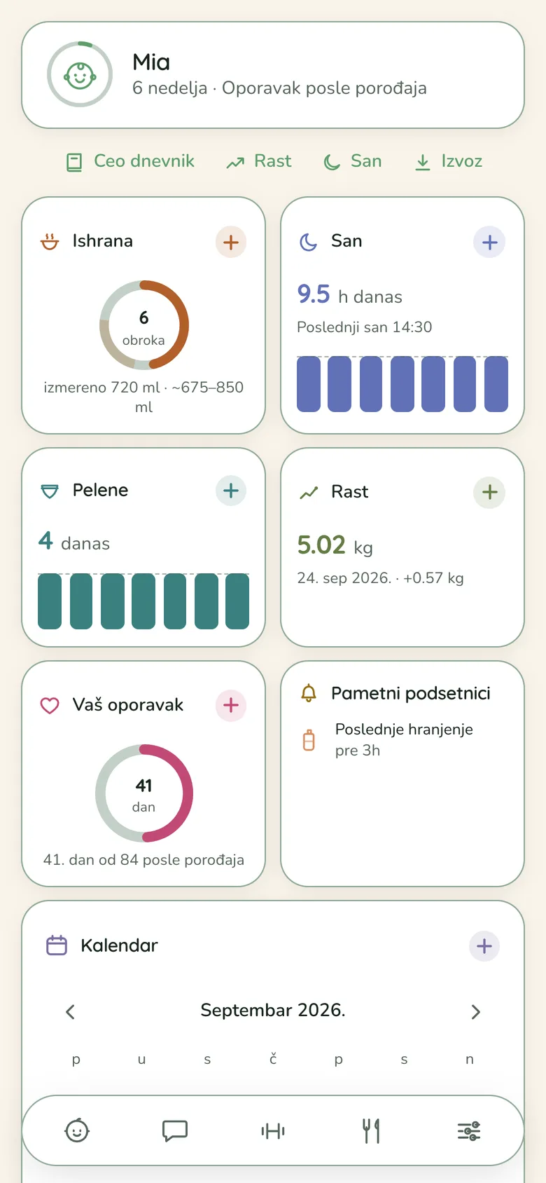 Bebauno — the parent’s home screen